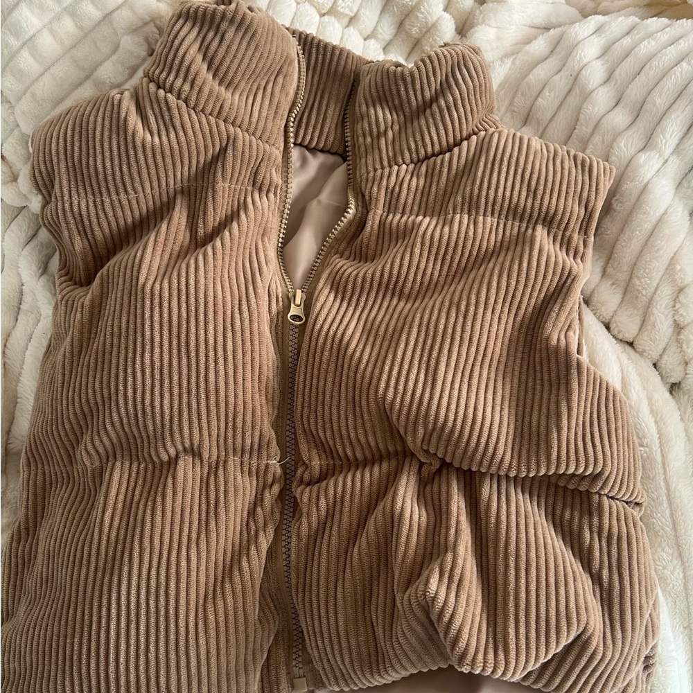 Tan Corduroy Puffer Vest